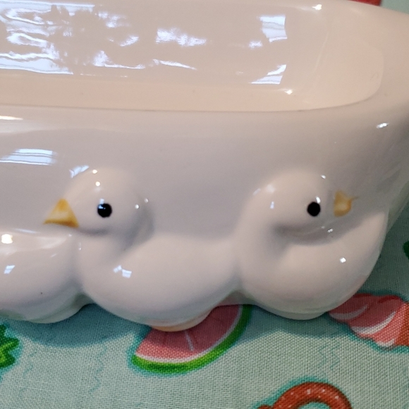 Soap Dish Goose & Goslings Jewelry Trinket Bathroom Home Duck Ceramic CUTE Decor - Picture 10 of 15